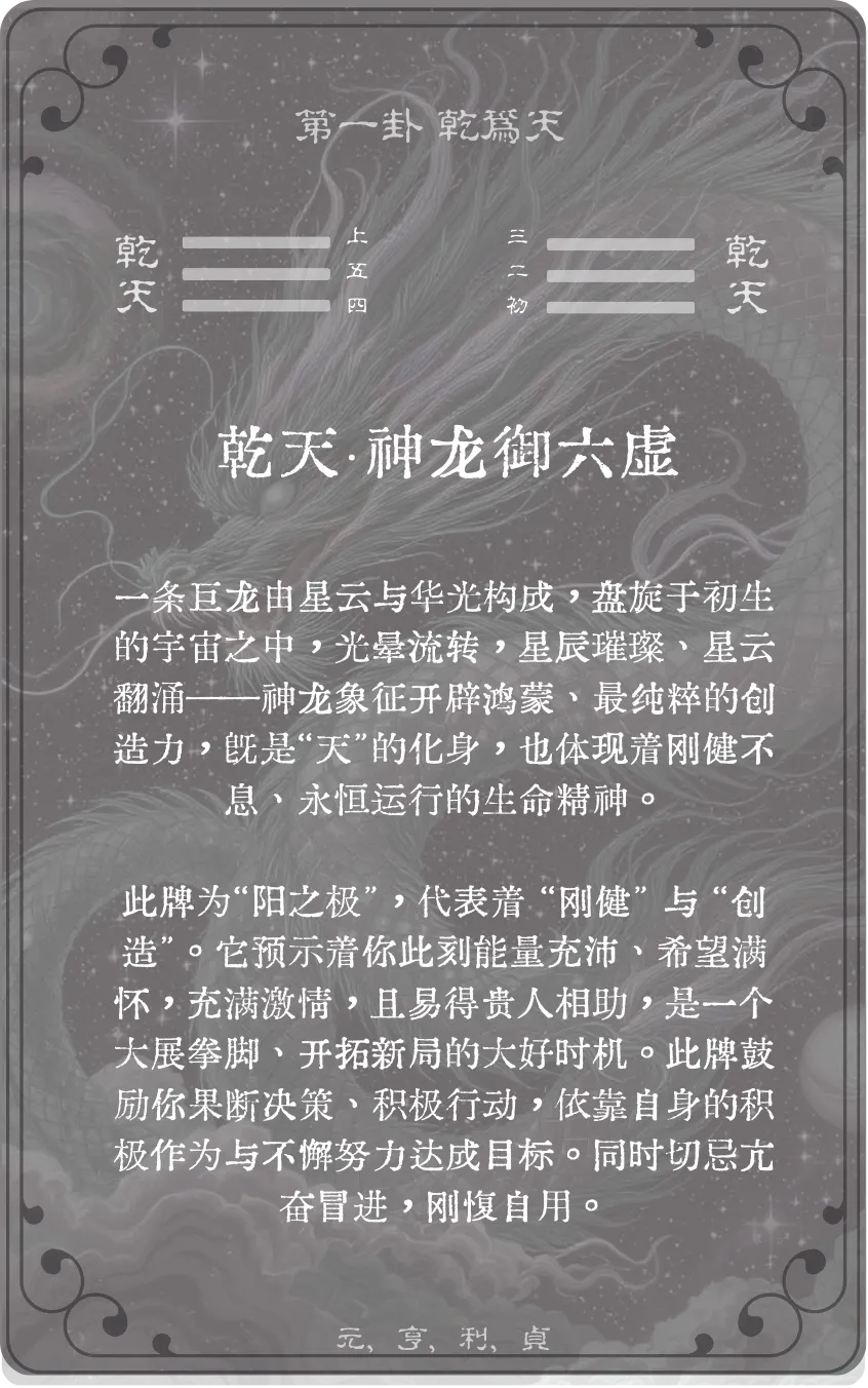 乾卦卡牌背面——第一卦乾为天