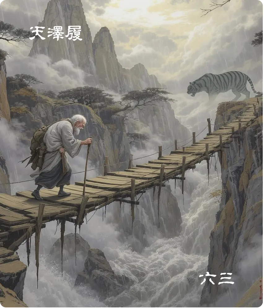 天泽履卦六三爻卡：履虎尾咥人