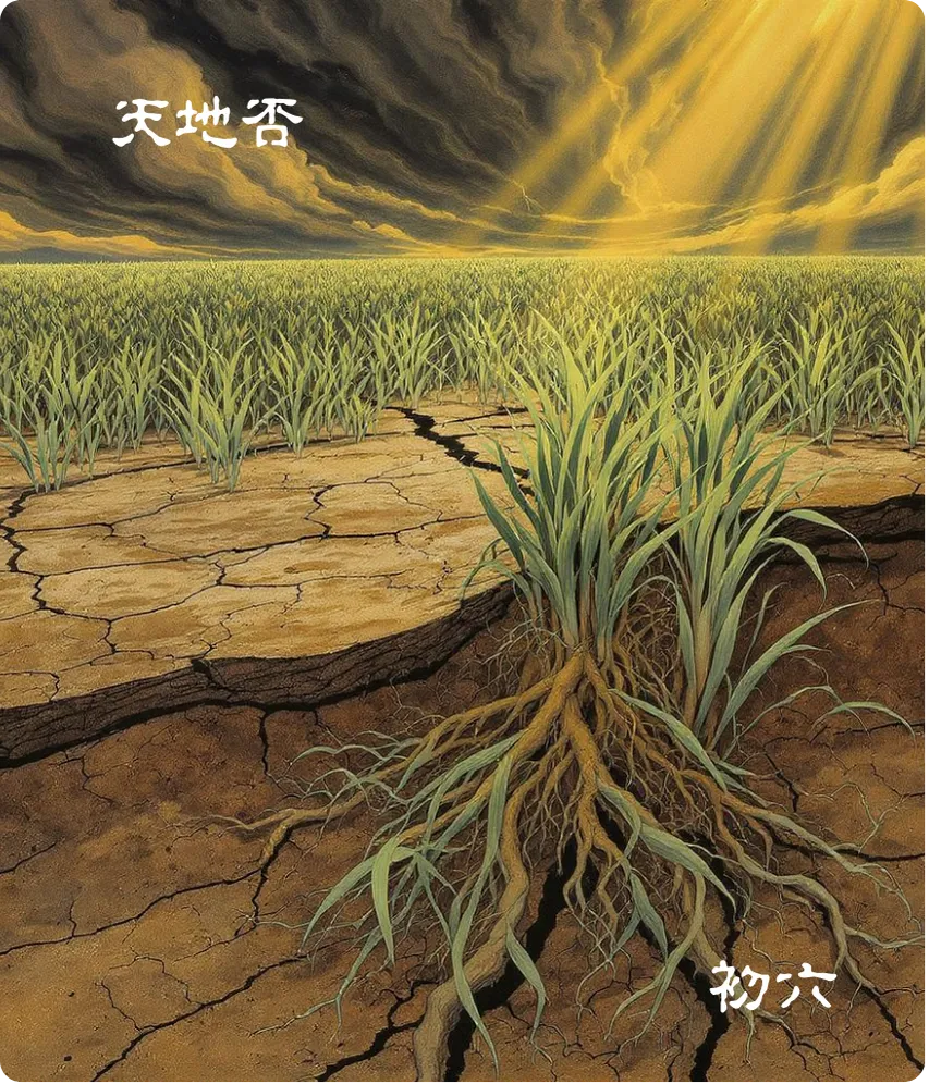 天地否卦初六爻卡:拔茅茹