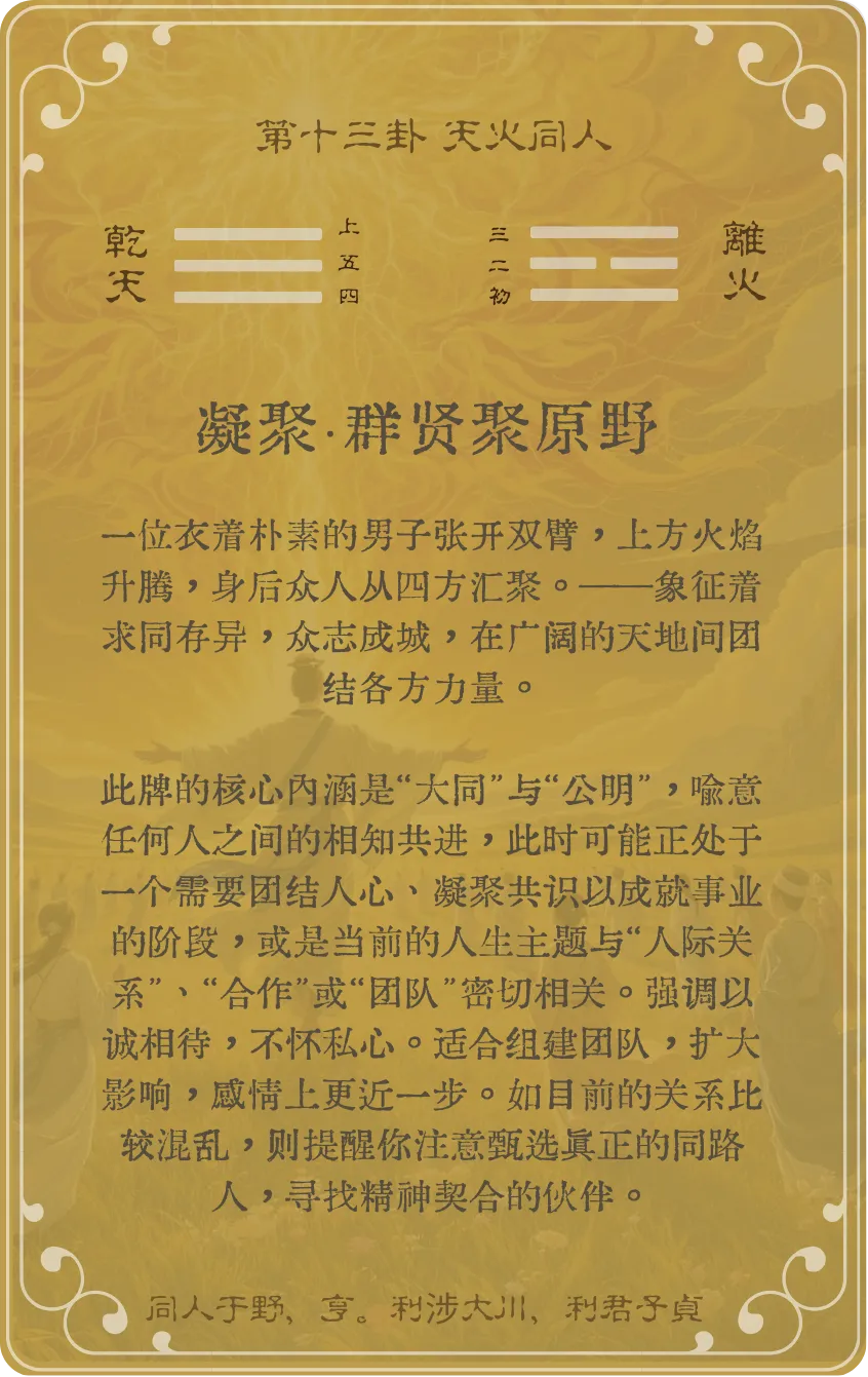 天火同人卦卡牌背面:牌义解读与爻辞
