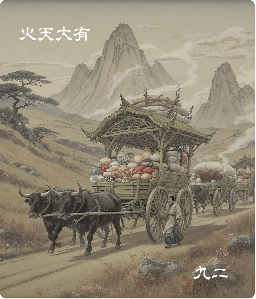 火天大有卦九二爻卡：大车以载