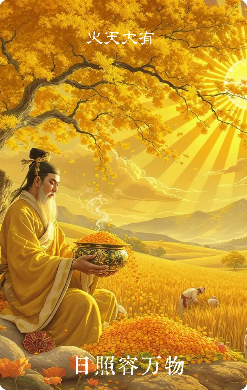 火天大有卦卡牌正面：丰盛日照