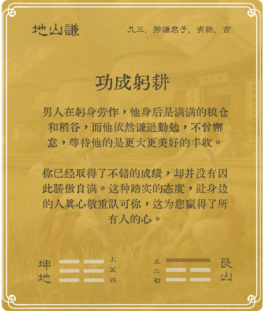 谦卦九三爻背面