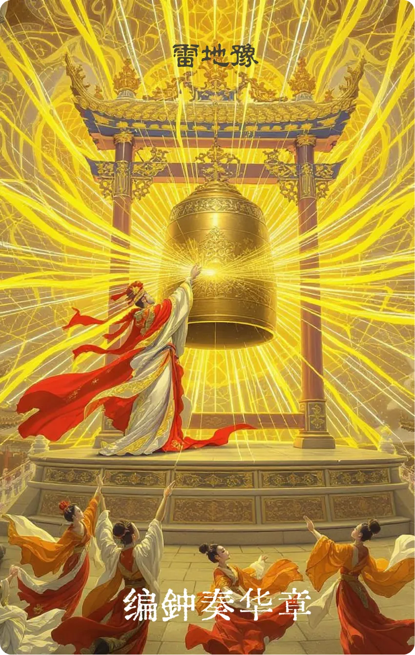 雷地豫卦卡牌正面：悦动春雷