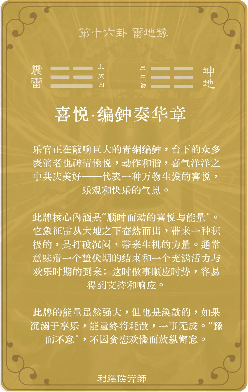 雷地豫卦卡牌背面：牌义解读与爻辞