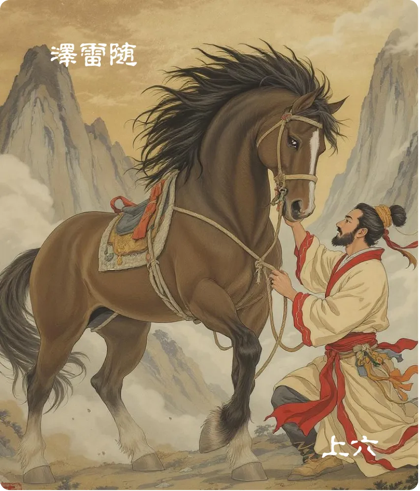 泽雷随卦上六爻卡：王用亨于西山