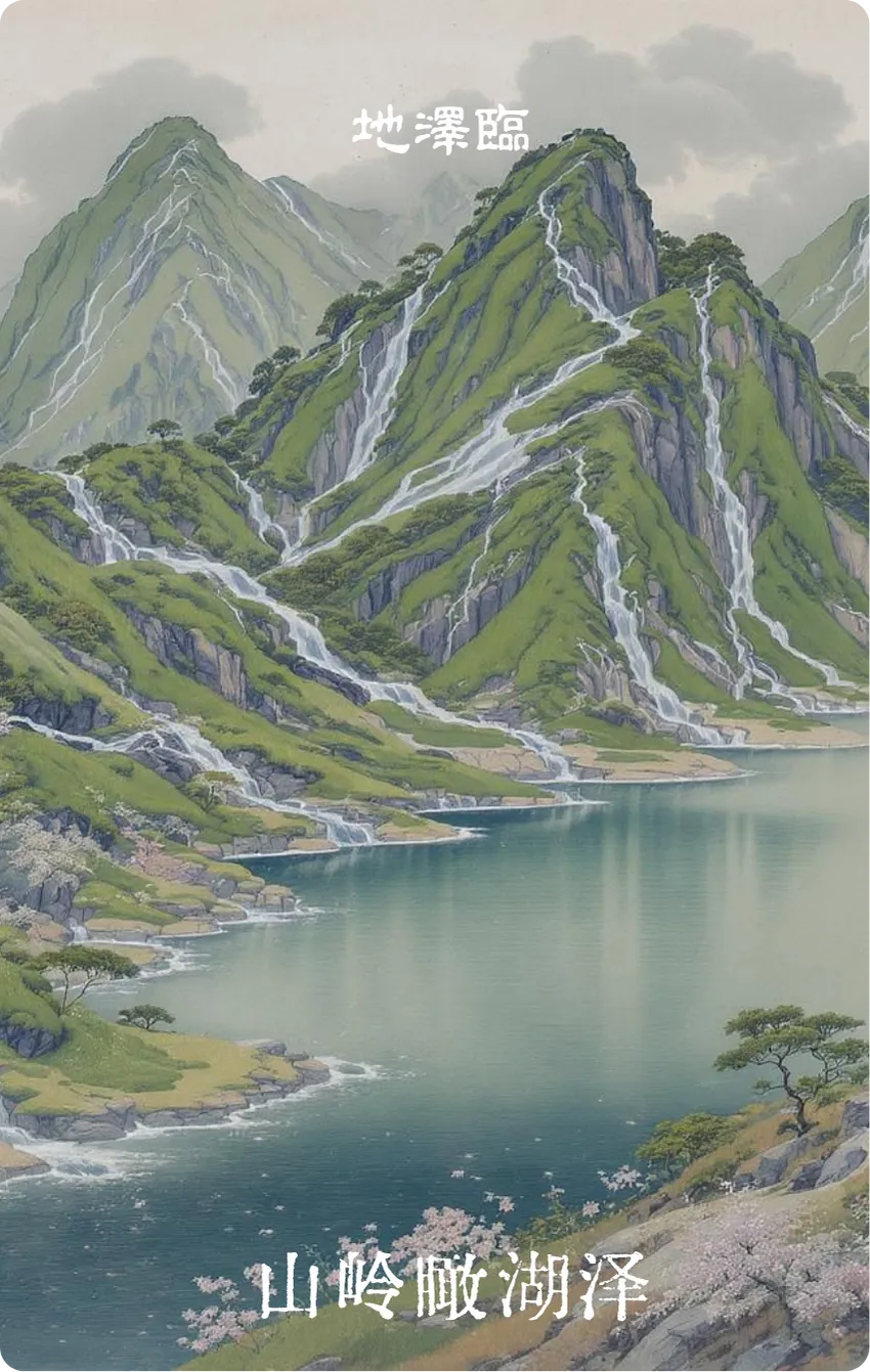 地泽临卦卡牌正面:引领瞰泽