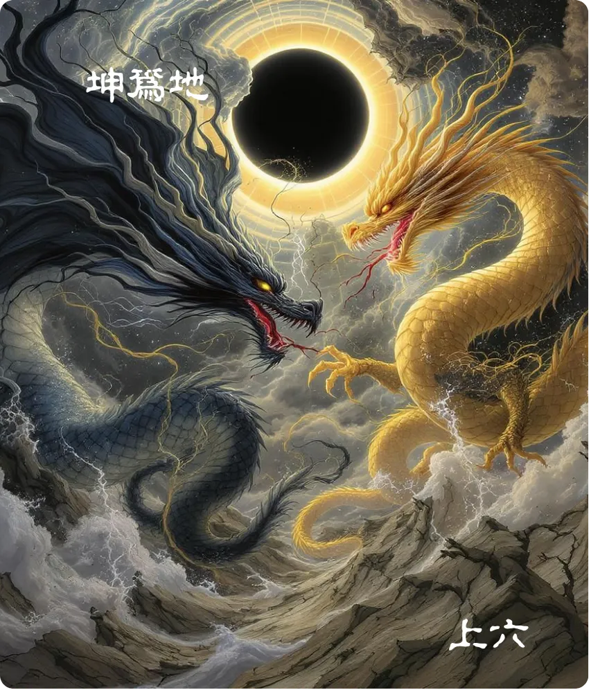 坤卦上六爻卡:龍戰於野