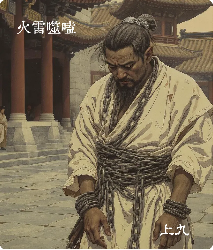 噬嗑卦上九爻卡——何校灭耳