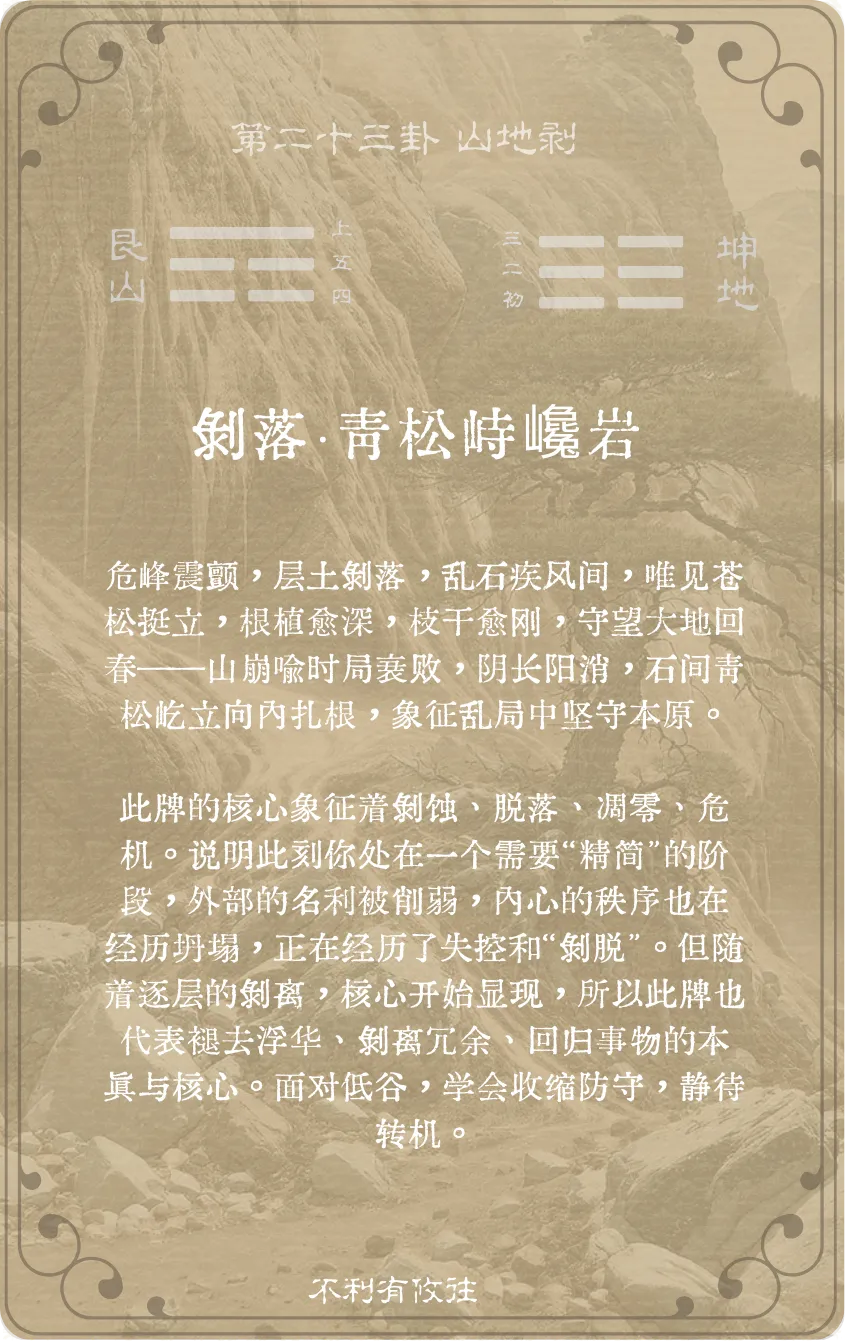 山地剥卦卡牌背面：牌义解读与爻辞