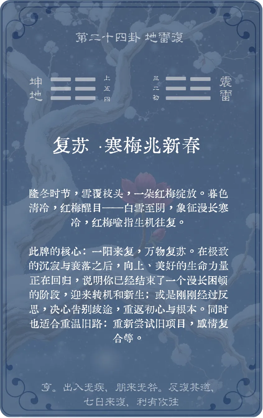 地雷复卦卡牌背面:牌义解读与爻辞
