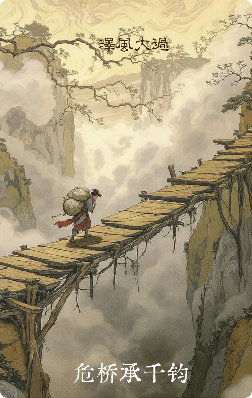 泽风大过卦卡牌正面:危桥独行