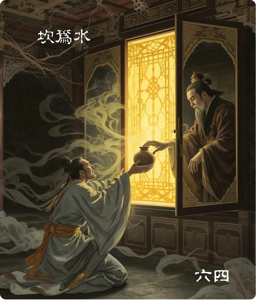 坎为水卦六四爻卡：纳约自牖