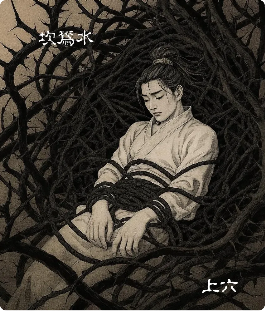 坎为水卦上六爻卡：置于丛棘