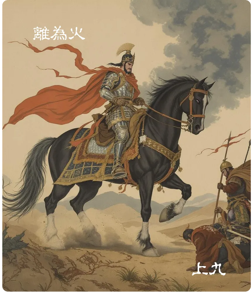 离为火卦上九爻卡:王用出征