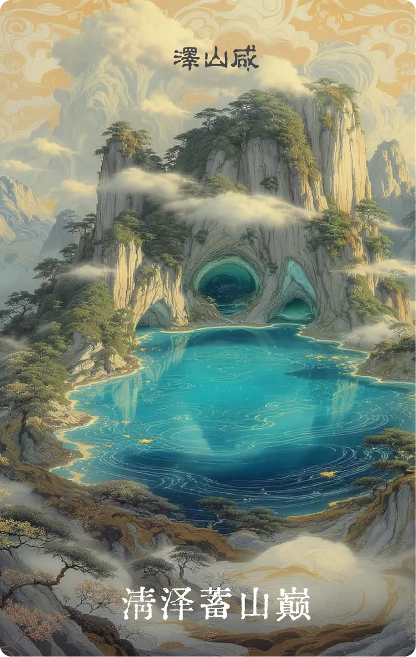 泽山咸卦卡牌正面:清泽蓄巅