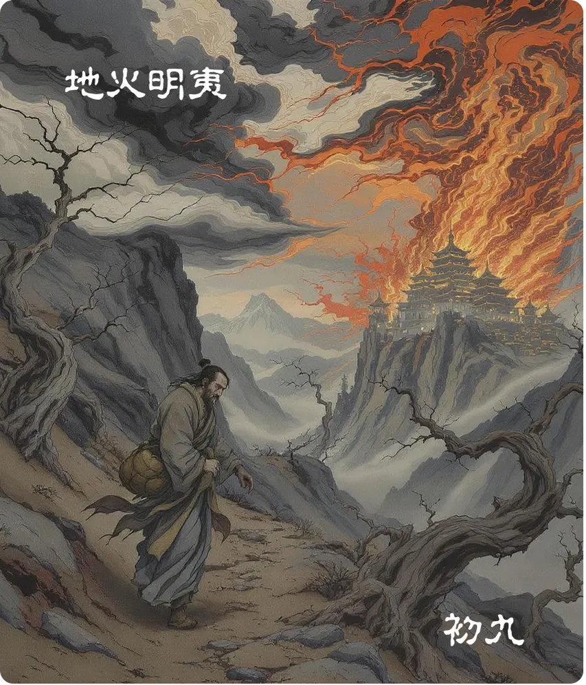 明夷卦初九爻卡——明夷于飞垂其翼