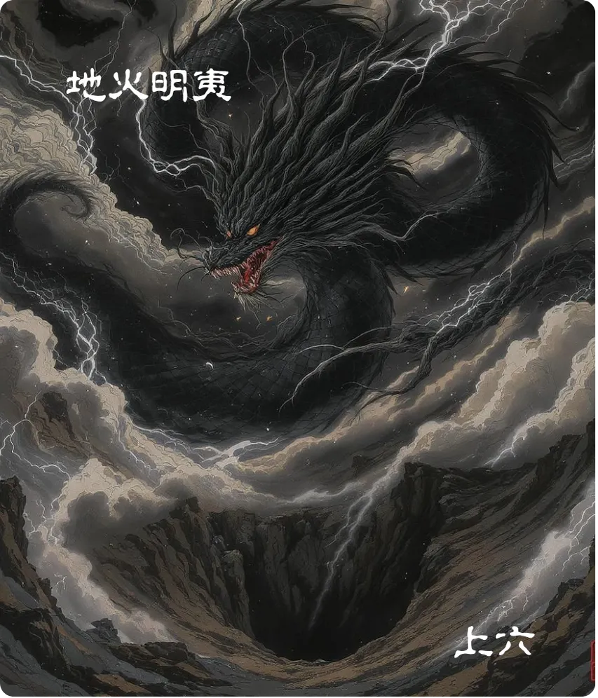 明夷卦上六爻卡——不明晦初登于天后入于地