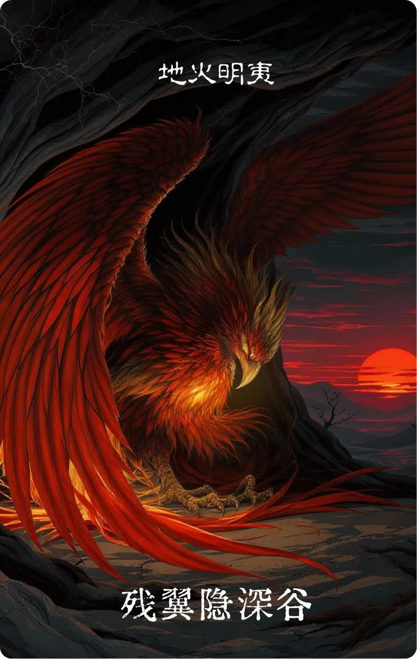 明夷卦卡牌正面——韬晦·残翼隐深谷