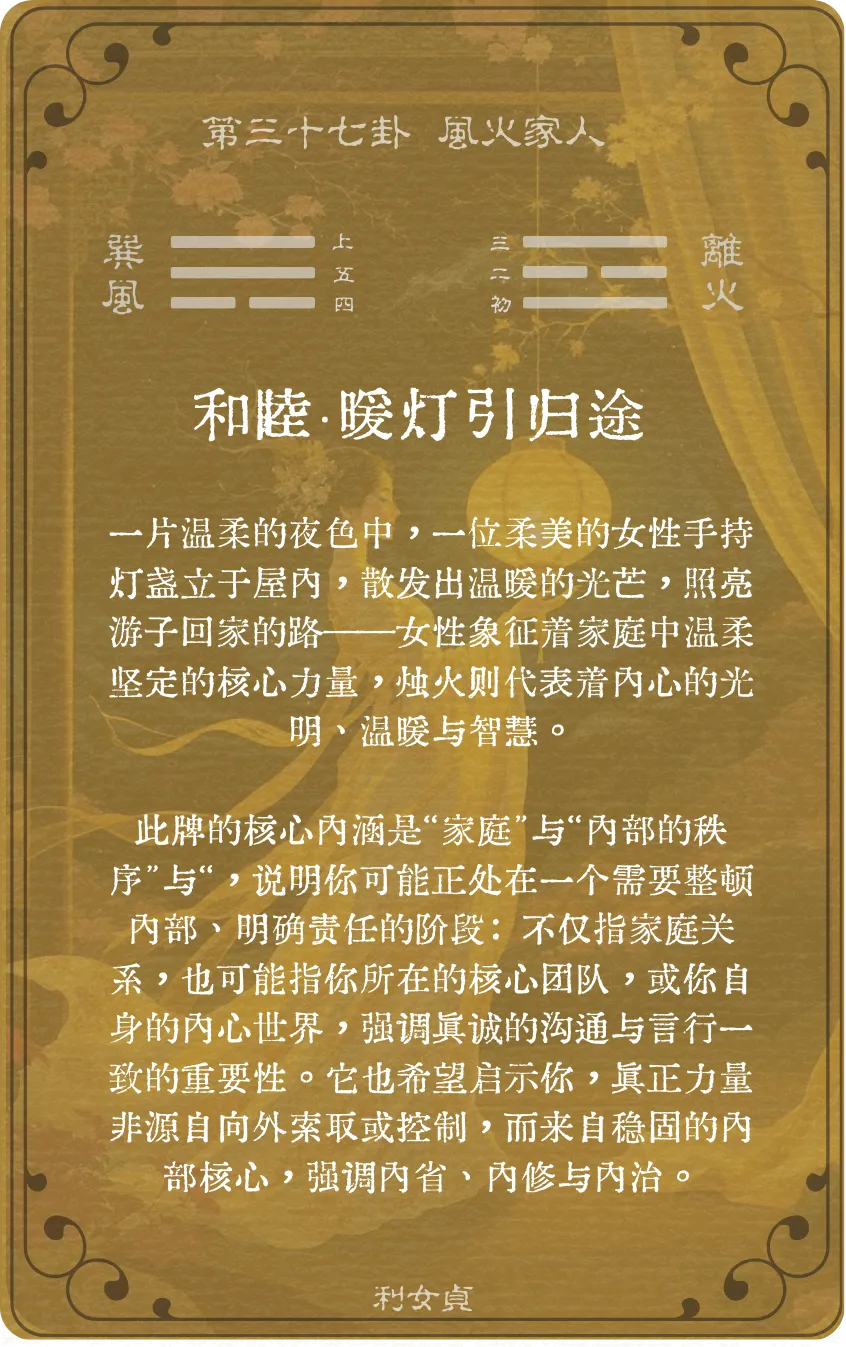 家人卦卡牌背面——第三十七卦风火家人