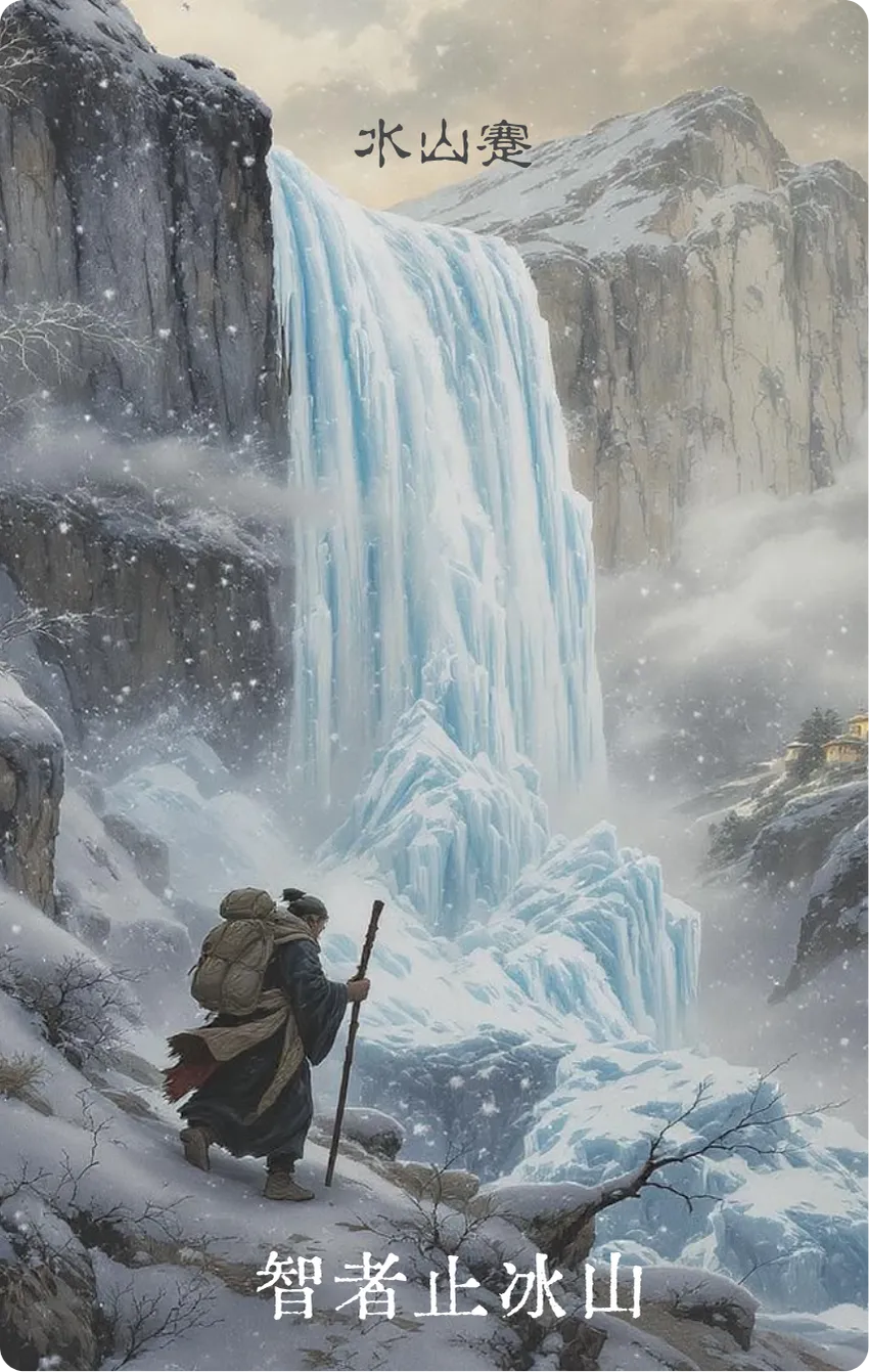 水山蹇卦卡牌正面：泥沼困行