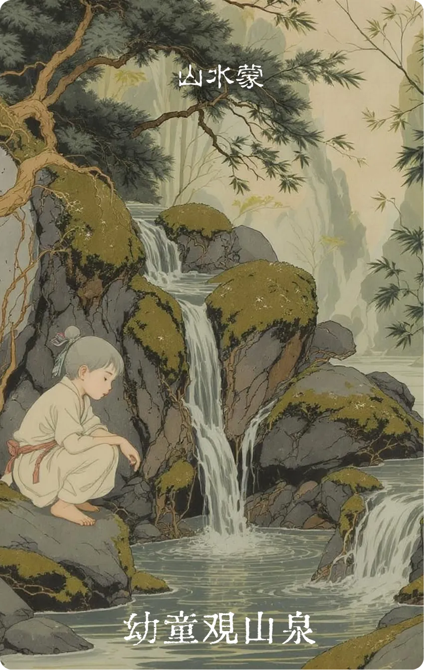 蒙卦卡牌正面——启蒙·幼童观山泉
