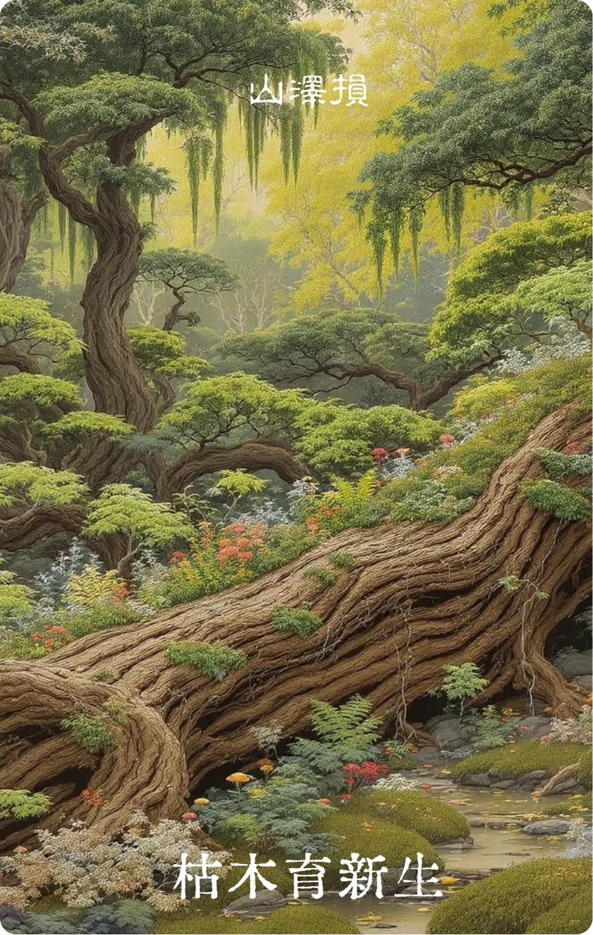 损卦卡牌正面——舍得·枯木育新生