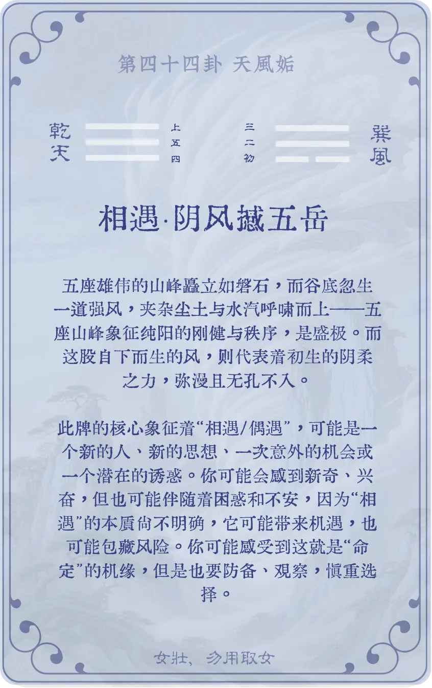 姤卦卡牌背面——第44卦天风姤