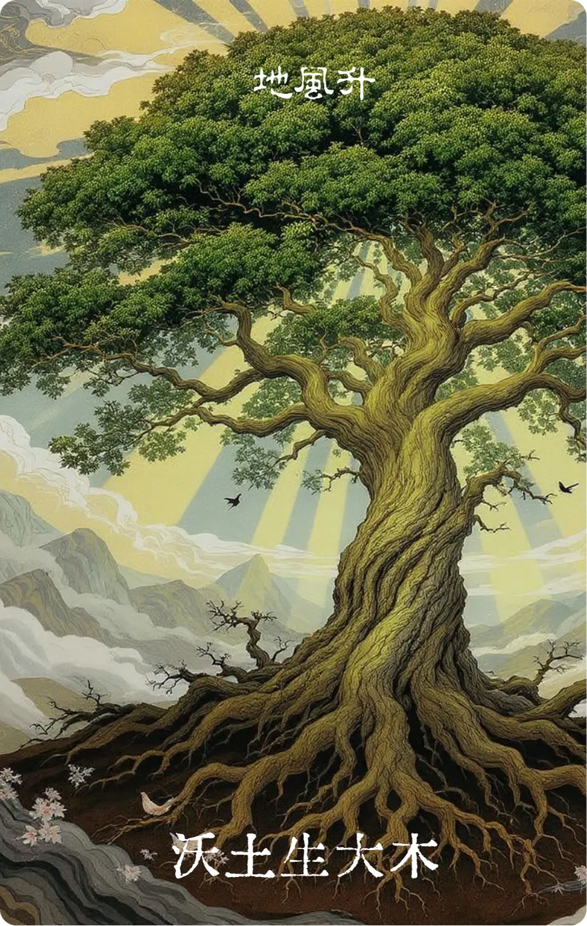 升卦卡牌正面——上升·沃土生大木