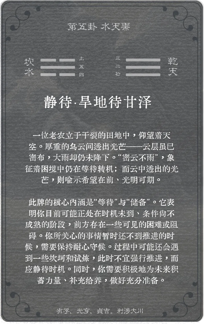 需卦卡牌背面——第五卦水天需