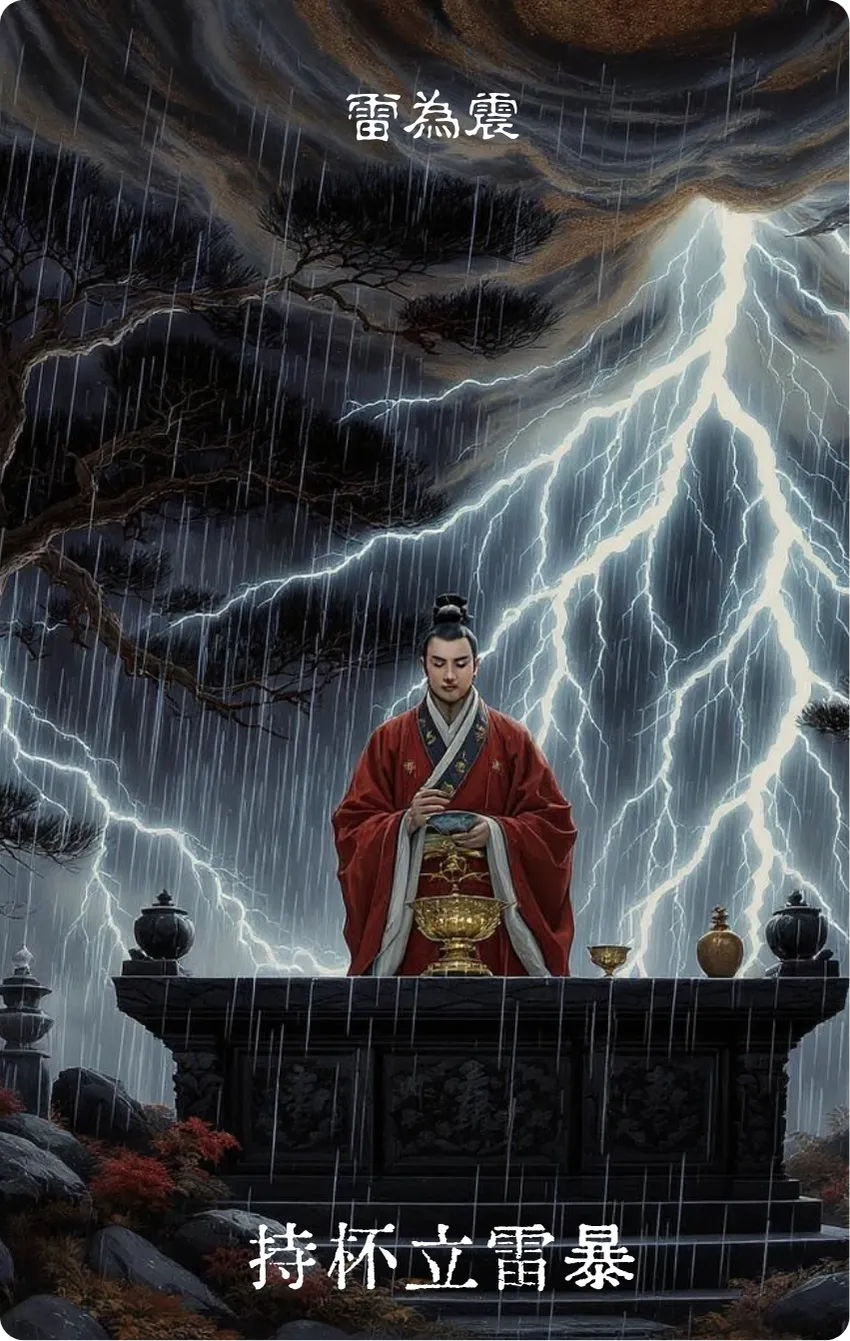 震卦卡牌正面——震荡·持杯立雷暴