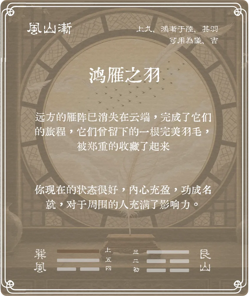 漸卦上九爻背面