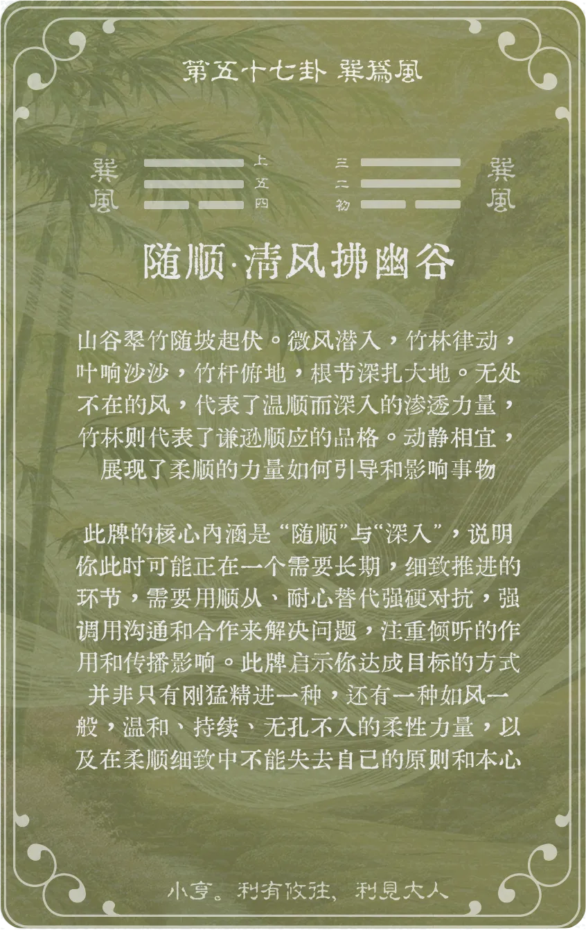 巽卦卡牌背面——第57卦巽为风