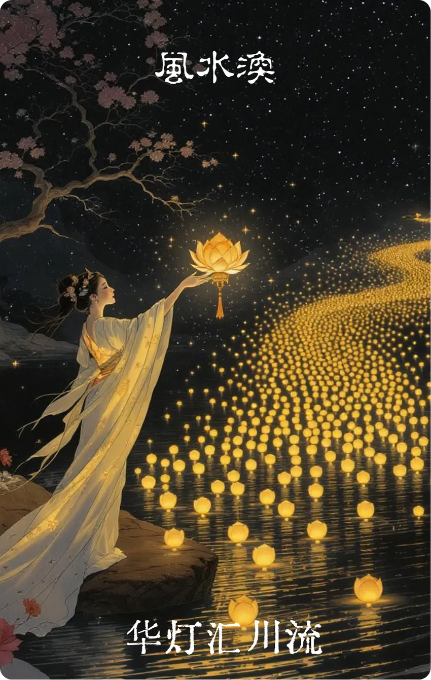 涣卦卡牌正面——涣散·华灯汇川流