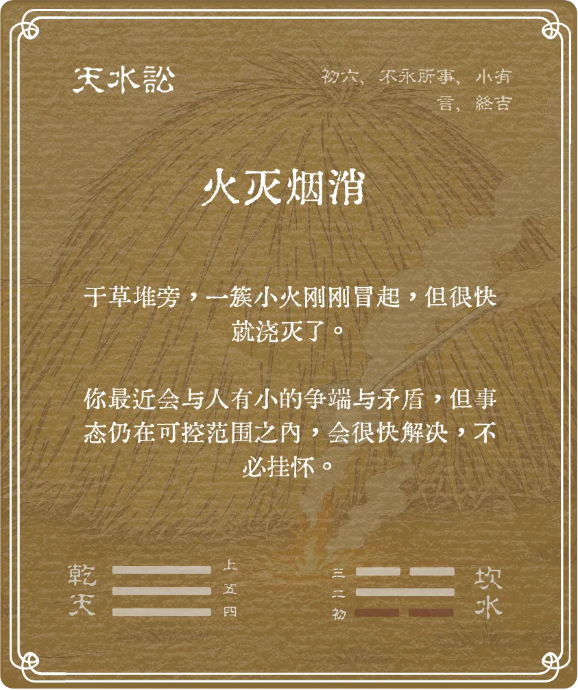 訟卦初六爻背面