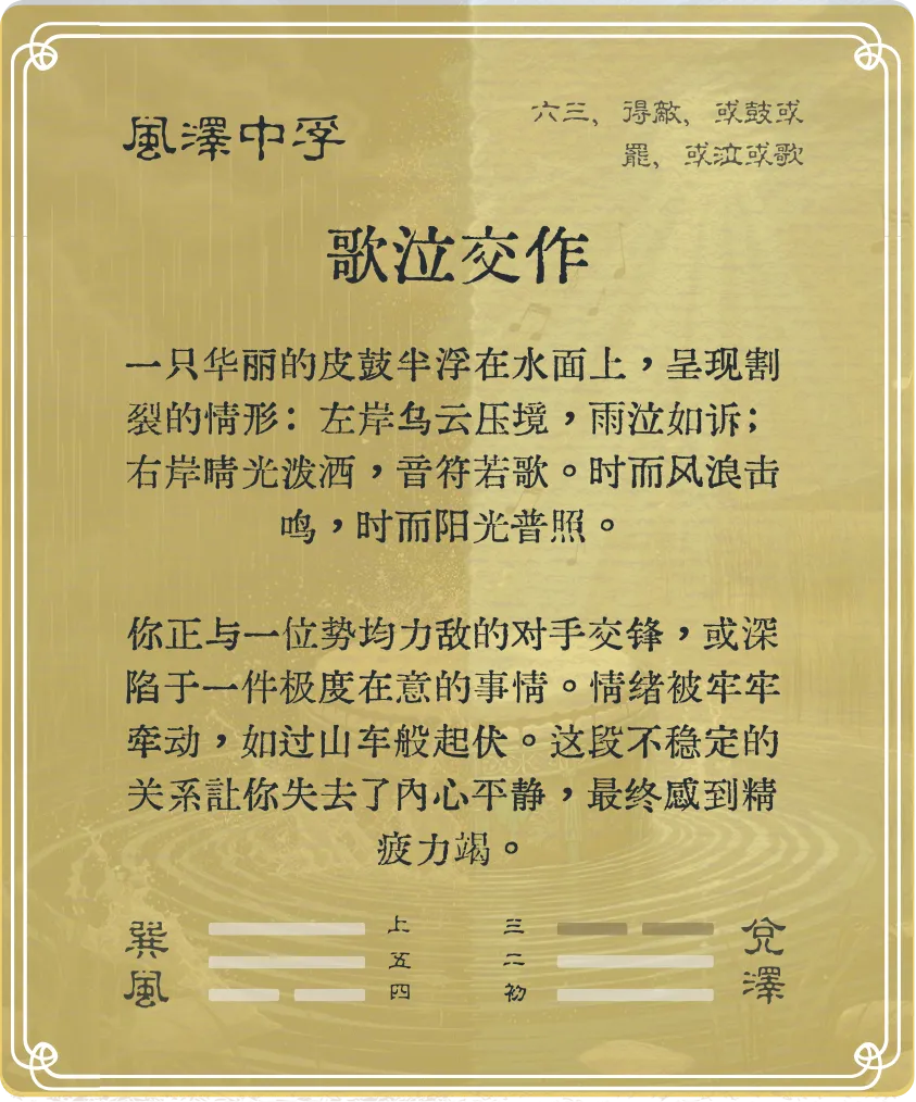 中孚卦六三爻背面