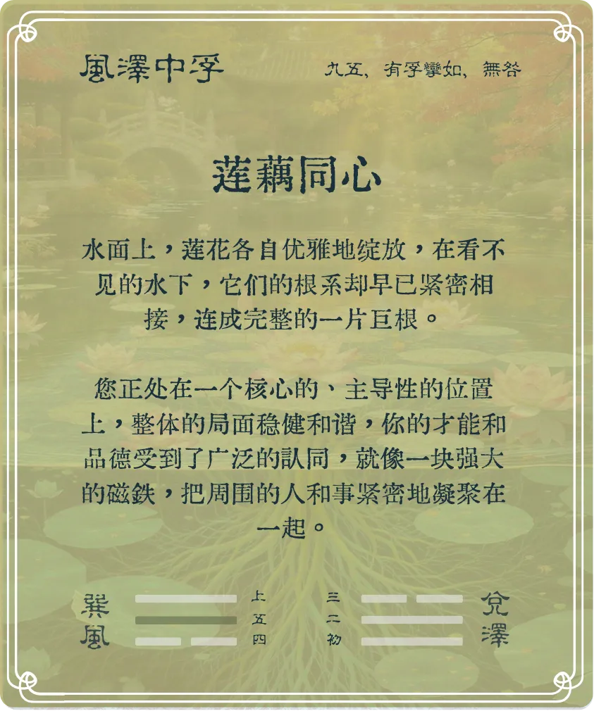 中孚卦九五爻背面