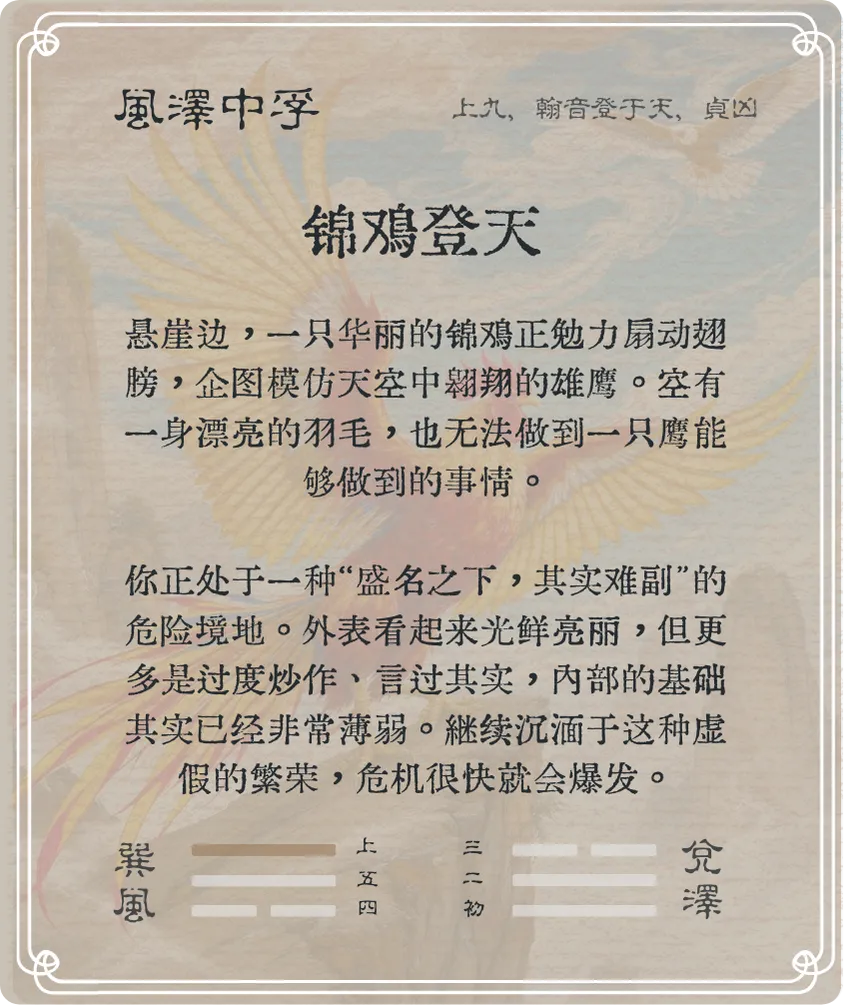 中孚卦上九爻背面