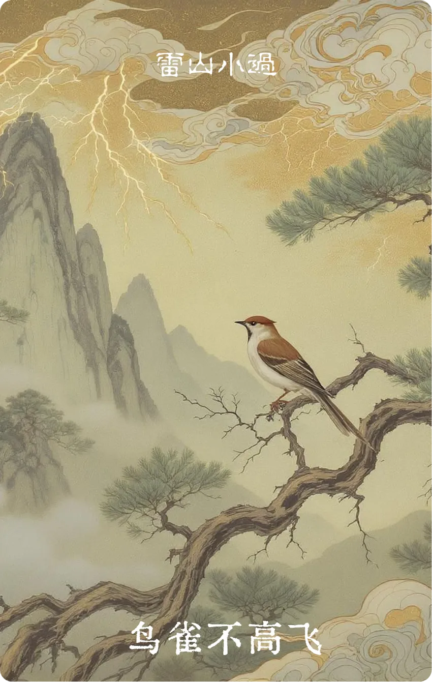 小过卦卡牌正面——微举·鸟雀不高飞