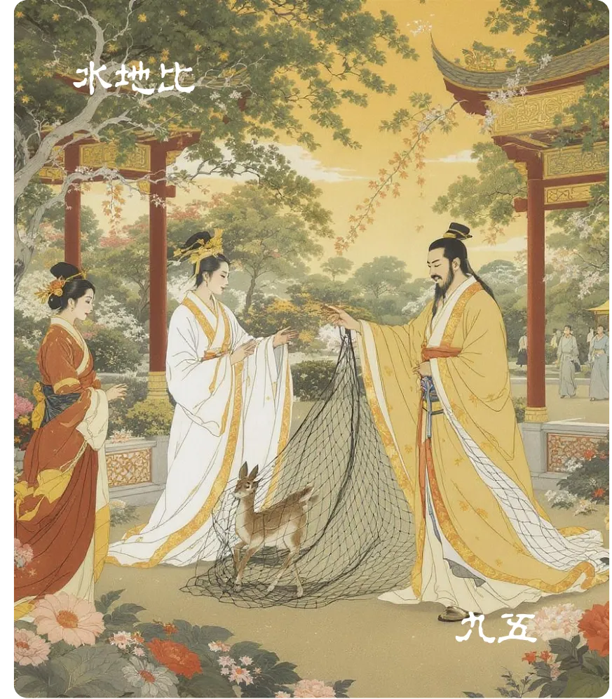 水地比卦九五爻卡:显比三驱