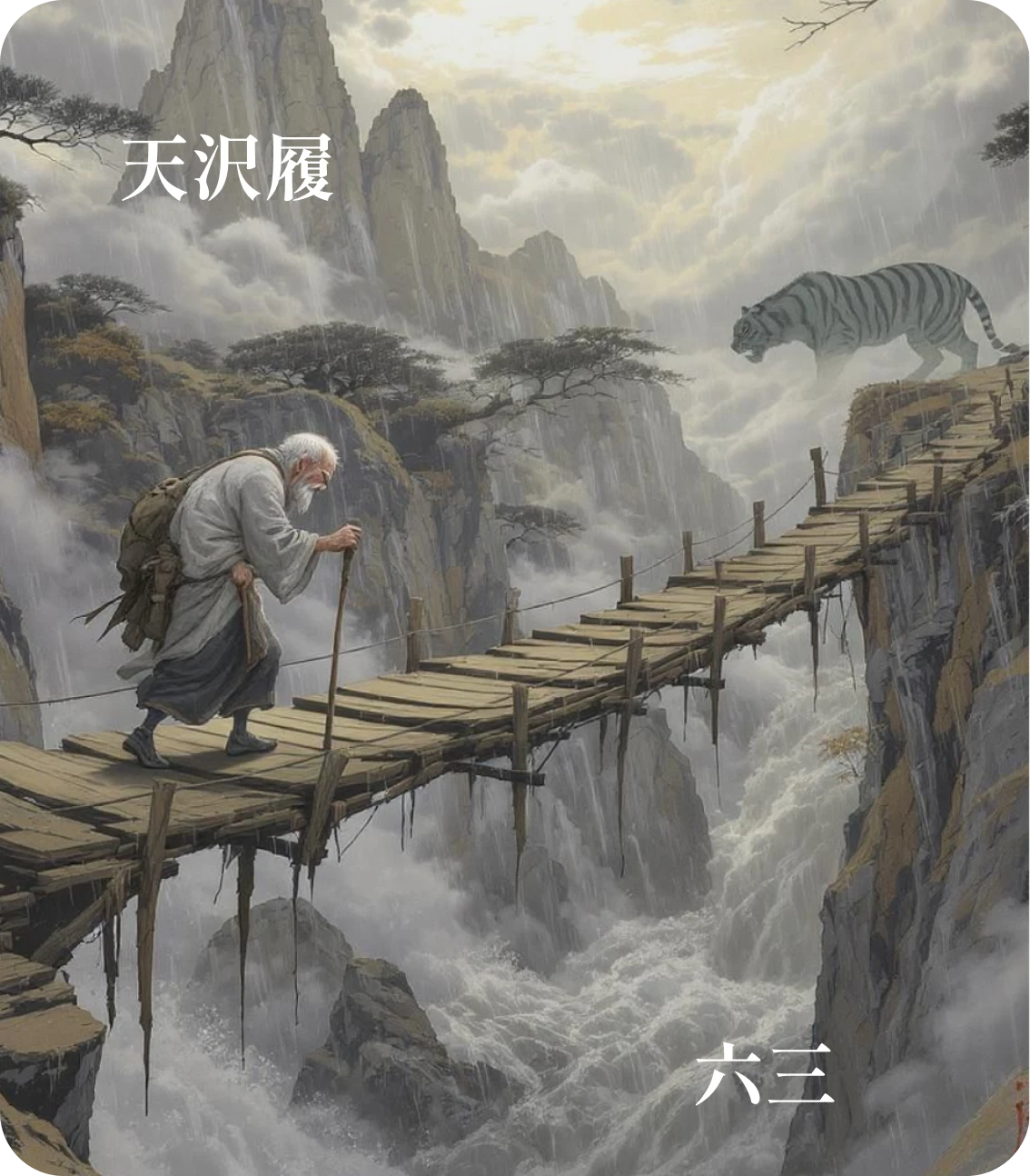 履卦六三爻カード：履虎尾咥人