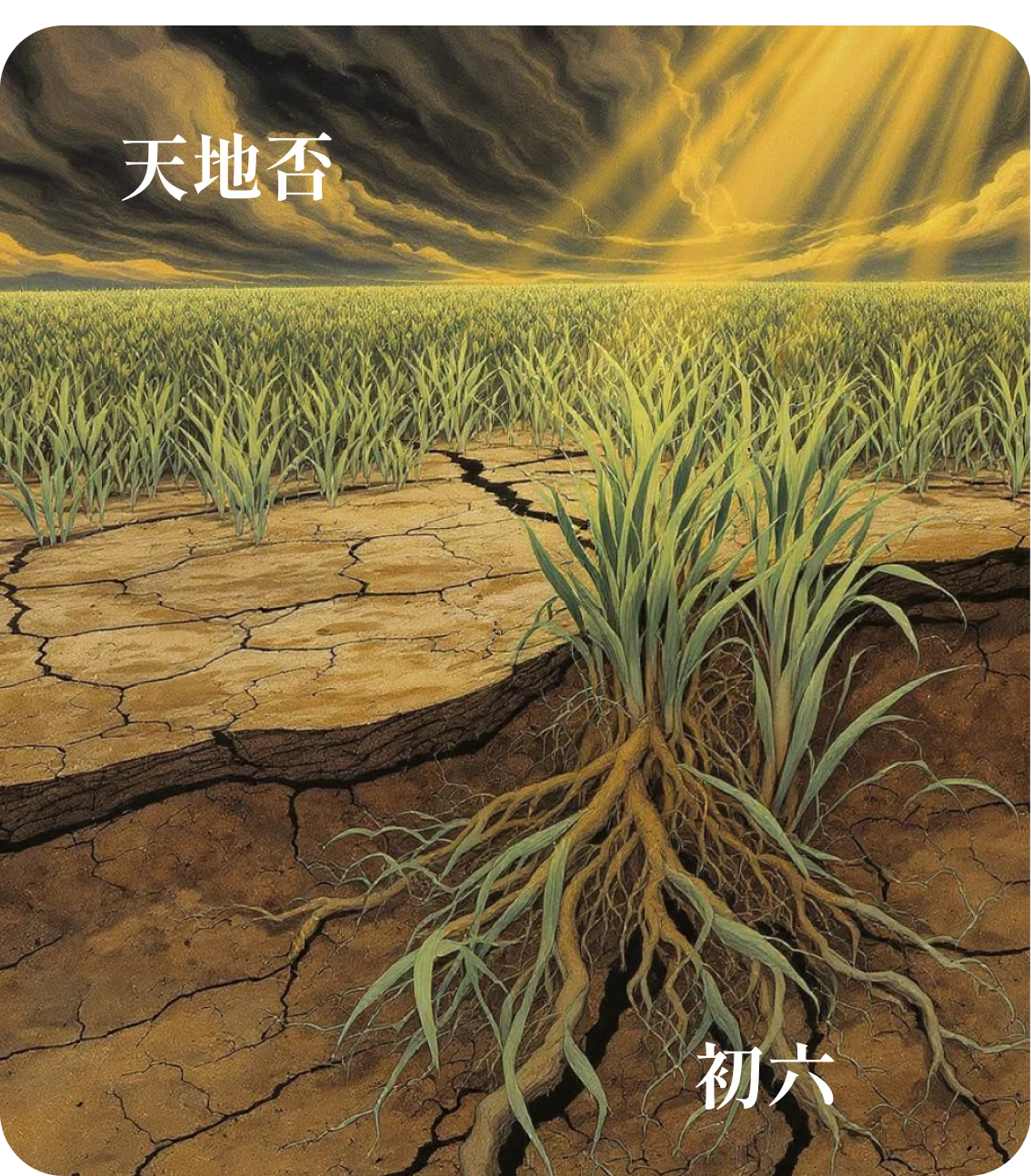 否卦初六爻カード:拔茅茹