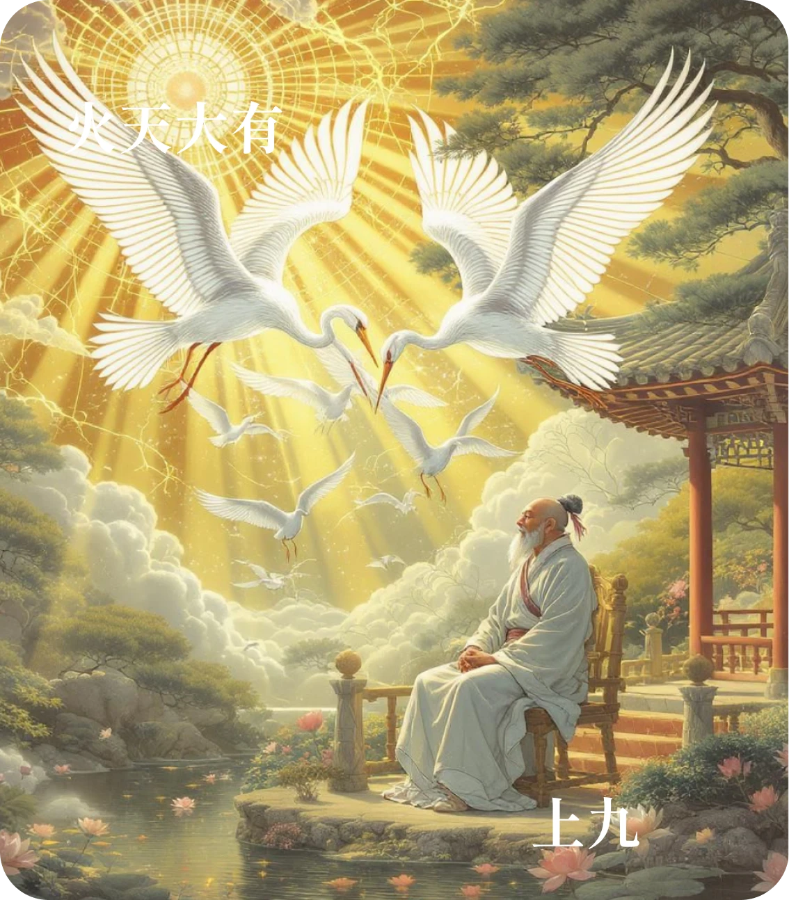 大有卦上九爻カード：自天祐之