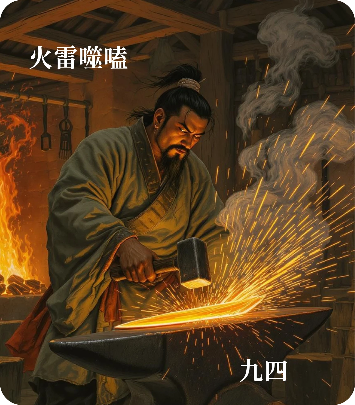 噬嗑卦九四爻カード:噬乾胏得金矢
