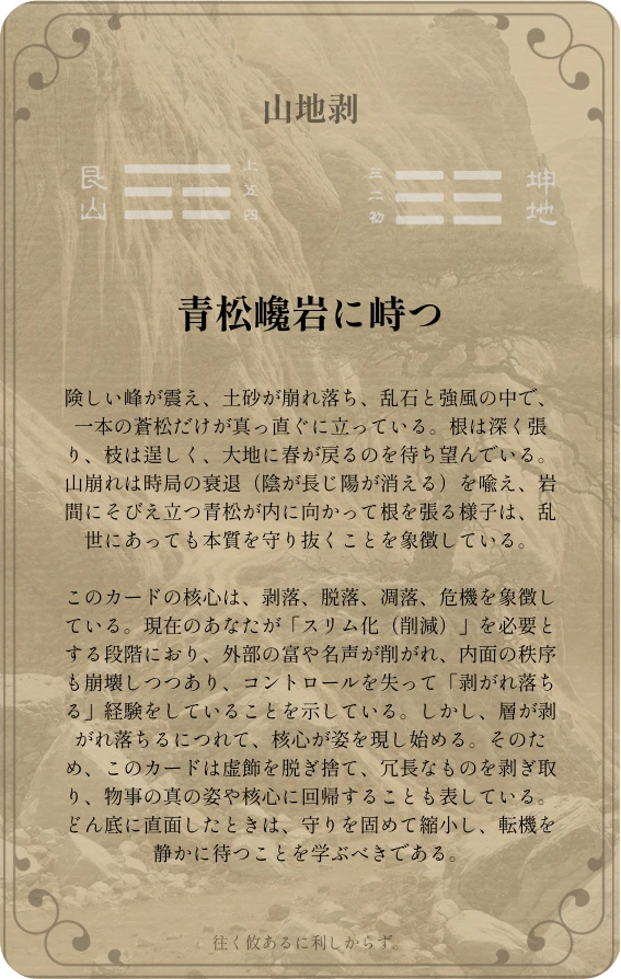 剥卦カード裏面:第二十三卦 山地剥