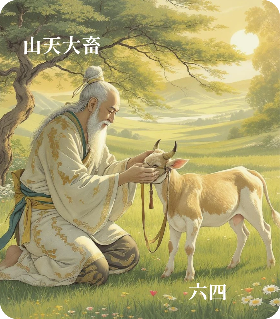 大畜卦六四爻カード:童牛之牿