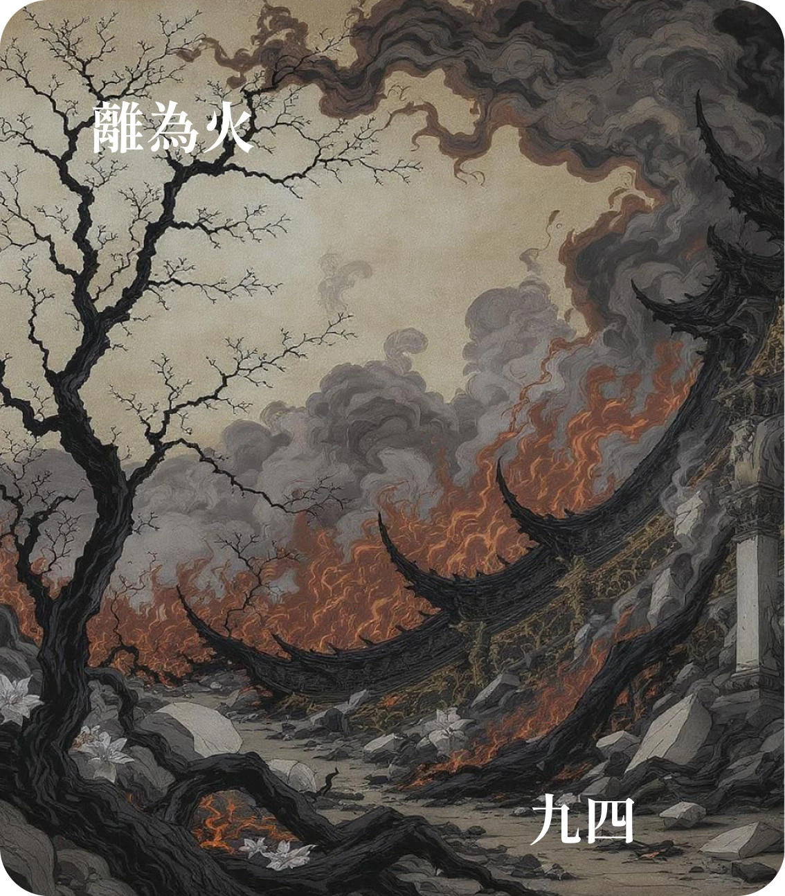 離卦九四爻カード:突如其来如