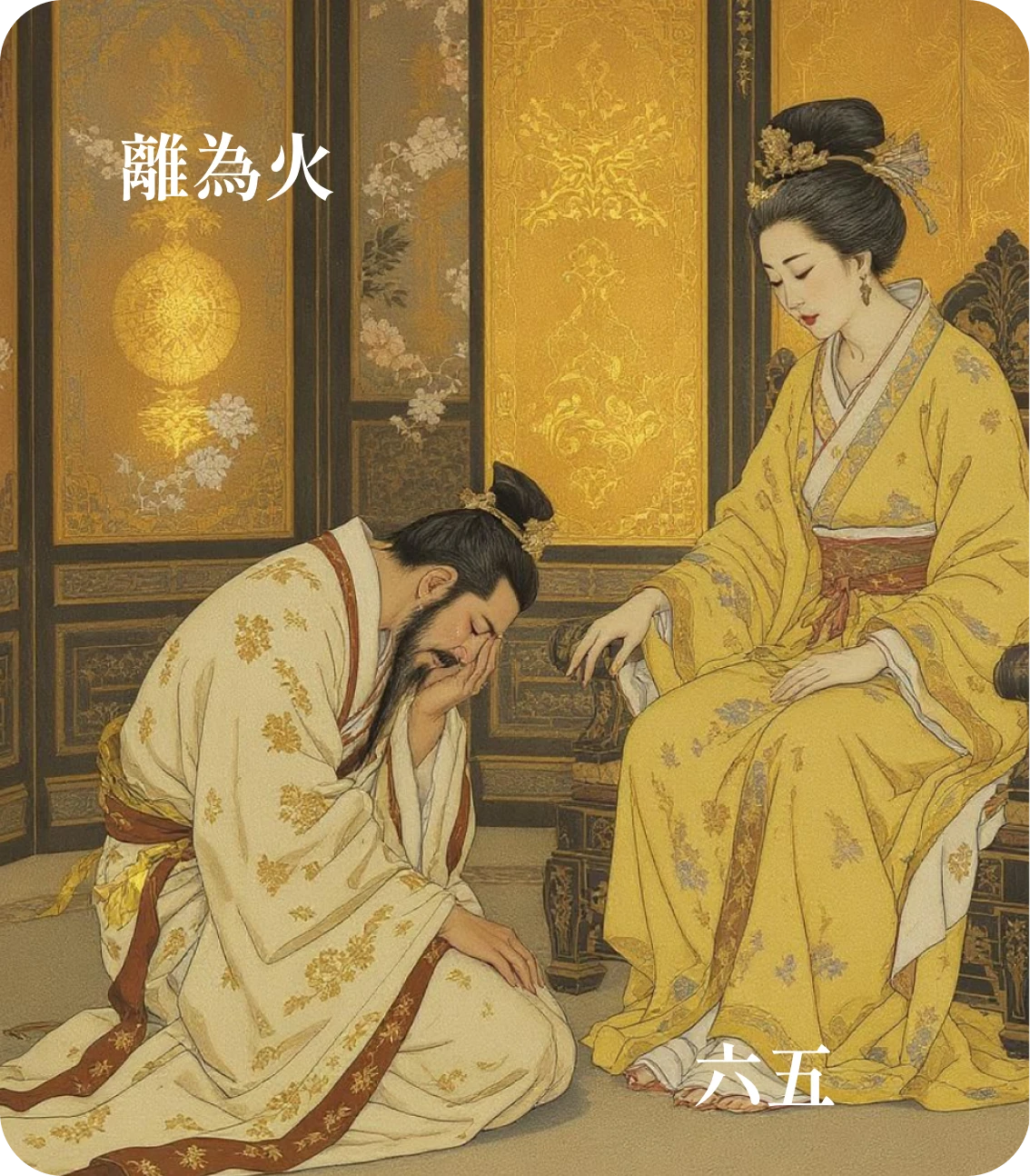 離卦六五爻カード:出涕沱若