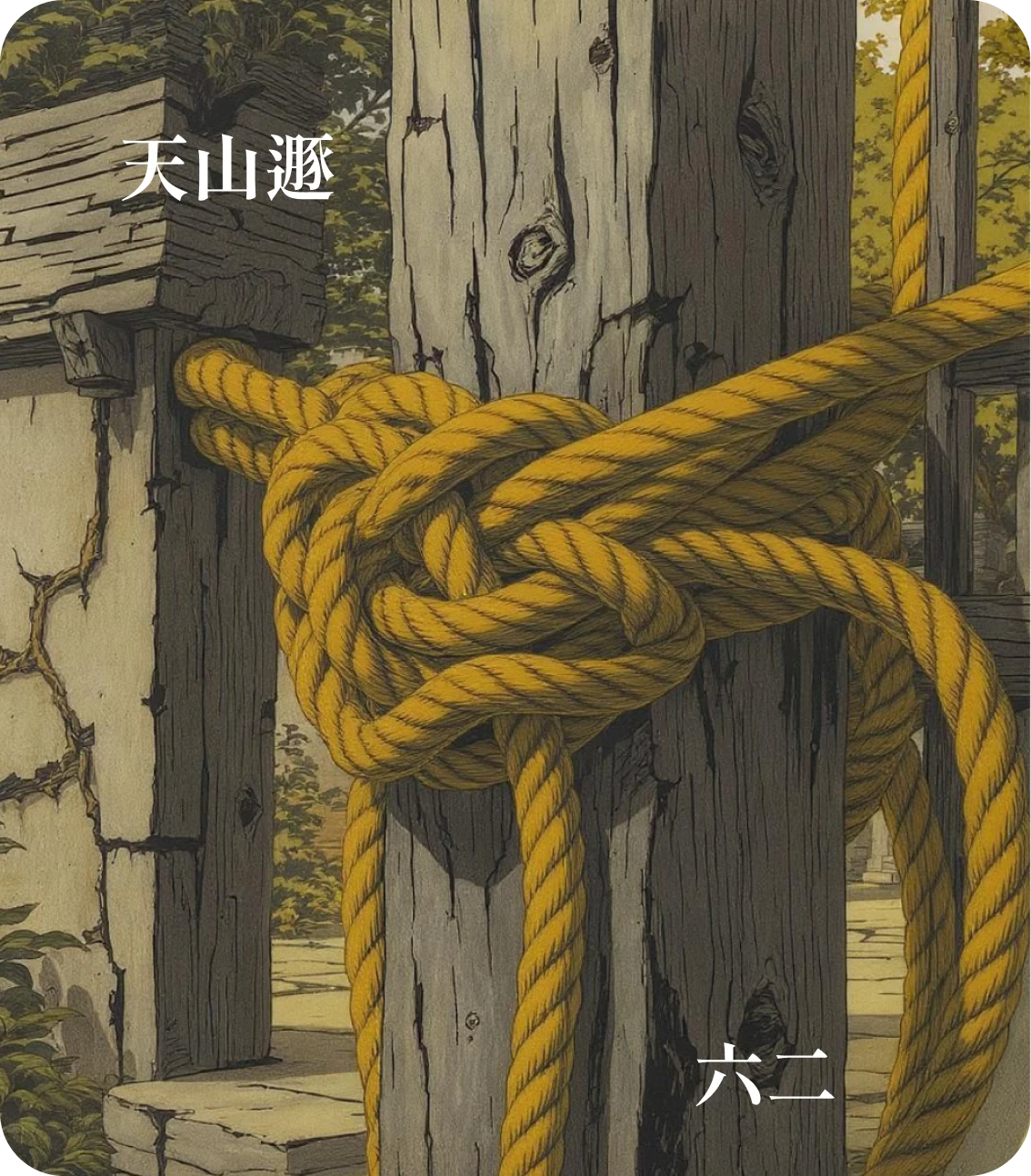遁卦六二爻カード:執用黄牛