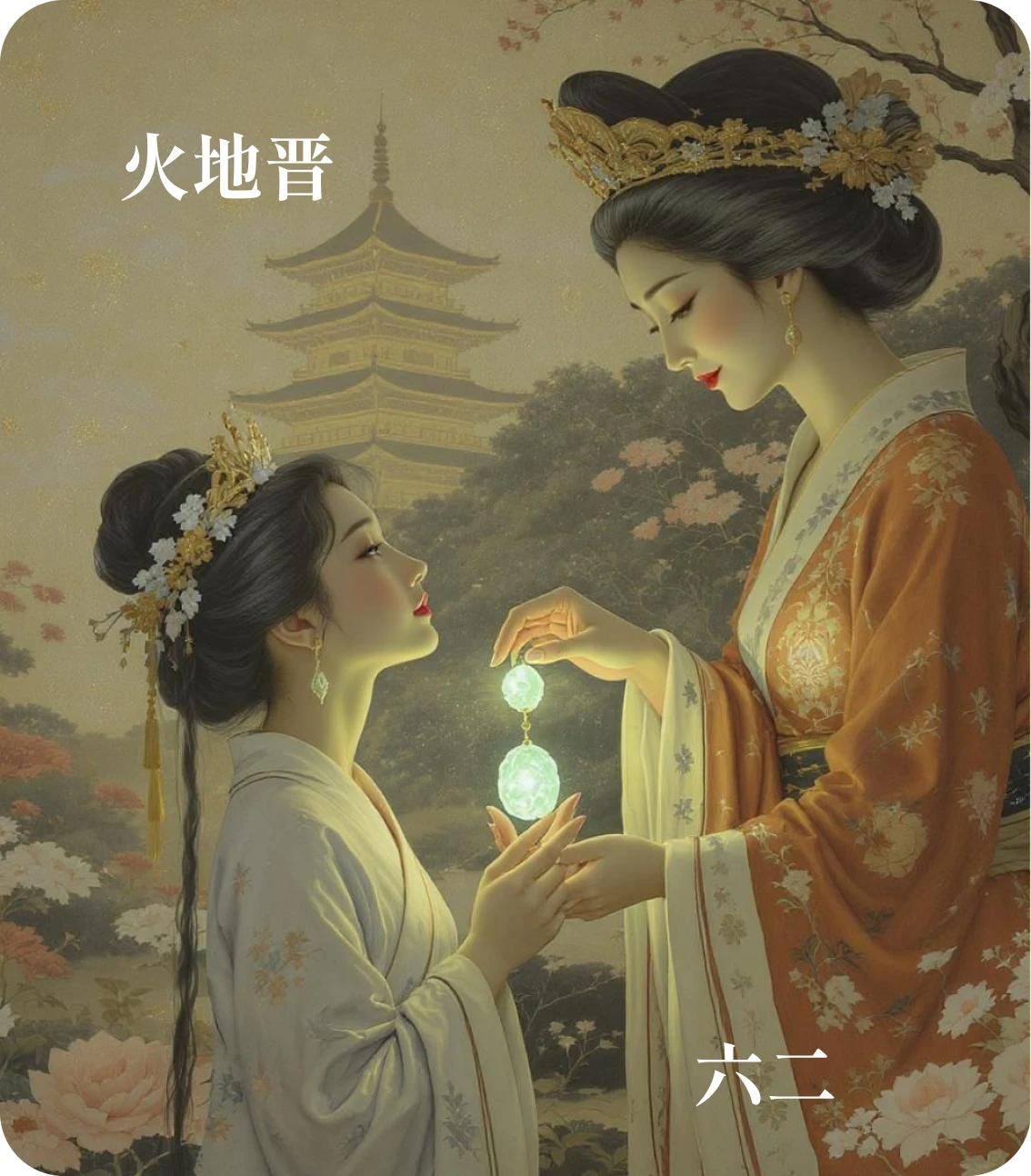 晋卦六二爻カード:晋如愁如
